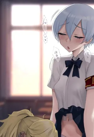 Using her friends desk